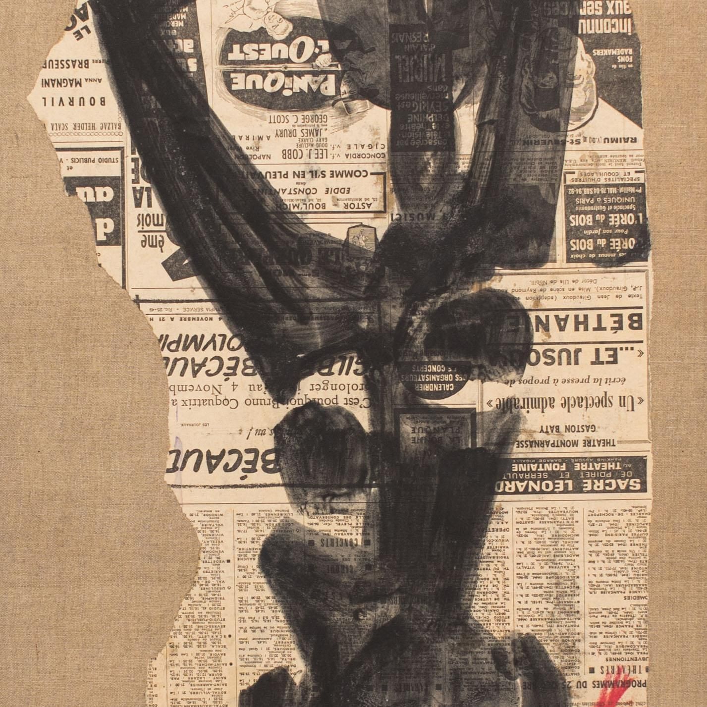 Painting Of An Abstract Female Body In Oil On Newspaper By Antonio Guansé 1963 photo furniture