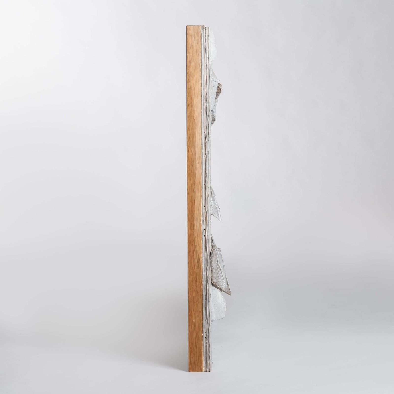 Contemporary Wooden Sculpture Painting In Light Grey By Christofer Kochs photo vinterior
