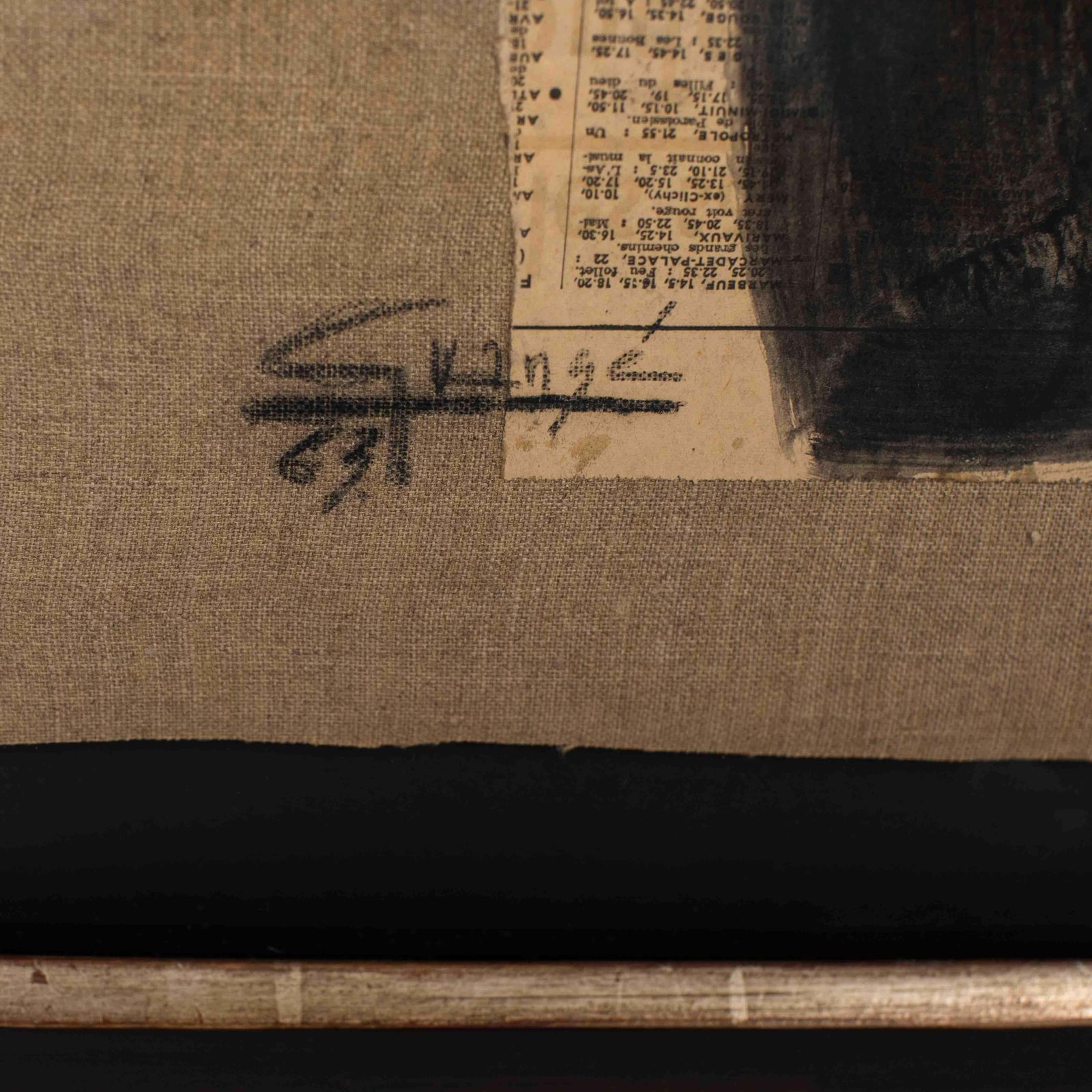 Painting Of An Abstract Female Body In Oil On Newspaper By Antonio Guansé 1963 photo vinterior