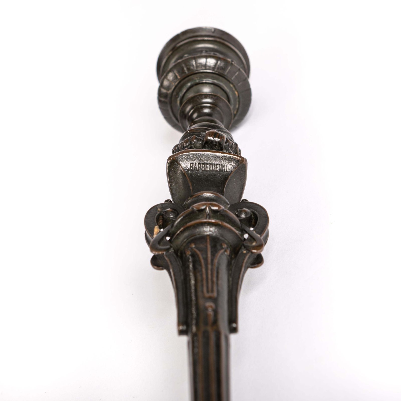 photo for sale Pair Of French Napoleon III Bronze Candlesticks By Foundry F. Barbedienne 1860s