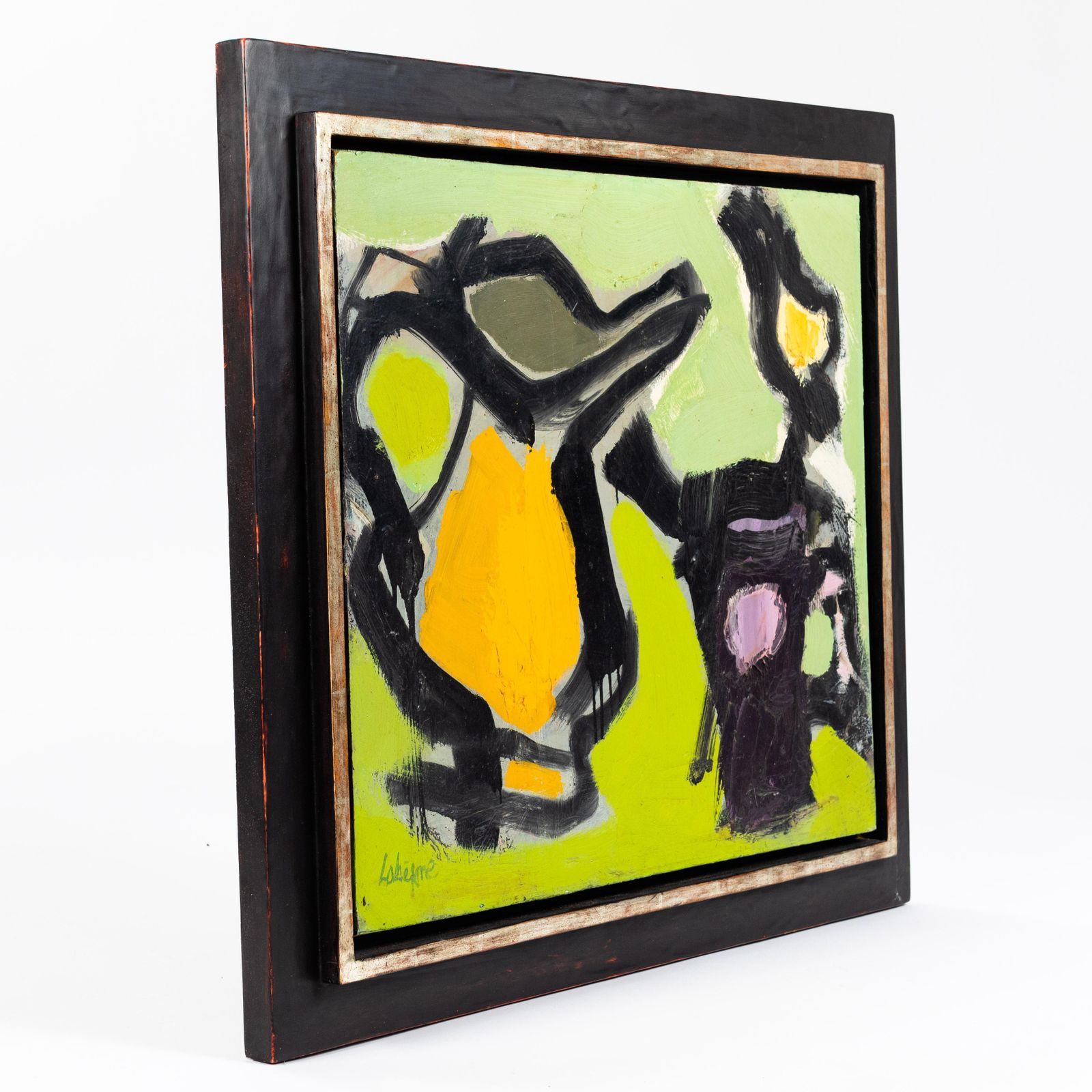 Abstract Still Life In Green Orange Black By The French Painter Serge Labégorre photo furniture