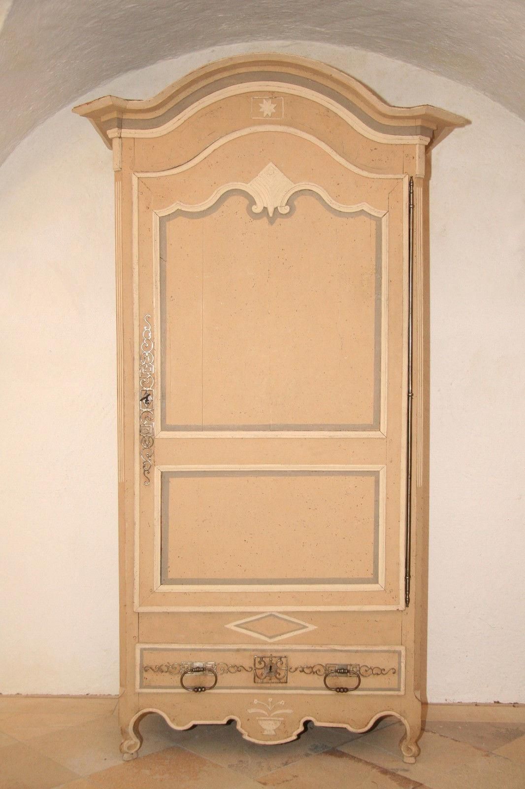 18th Century Painted Cabinet From Provence In Yellow, Grey And Off White photo vintage