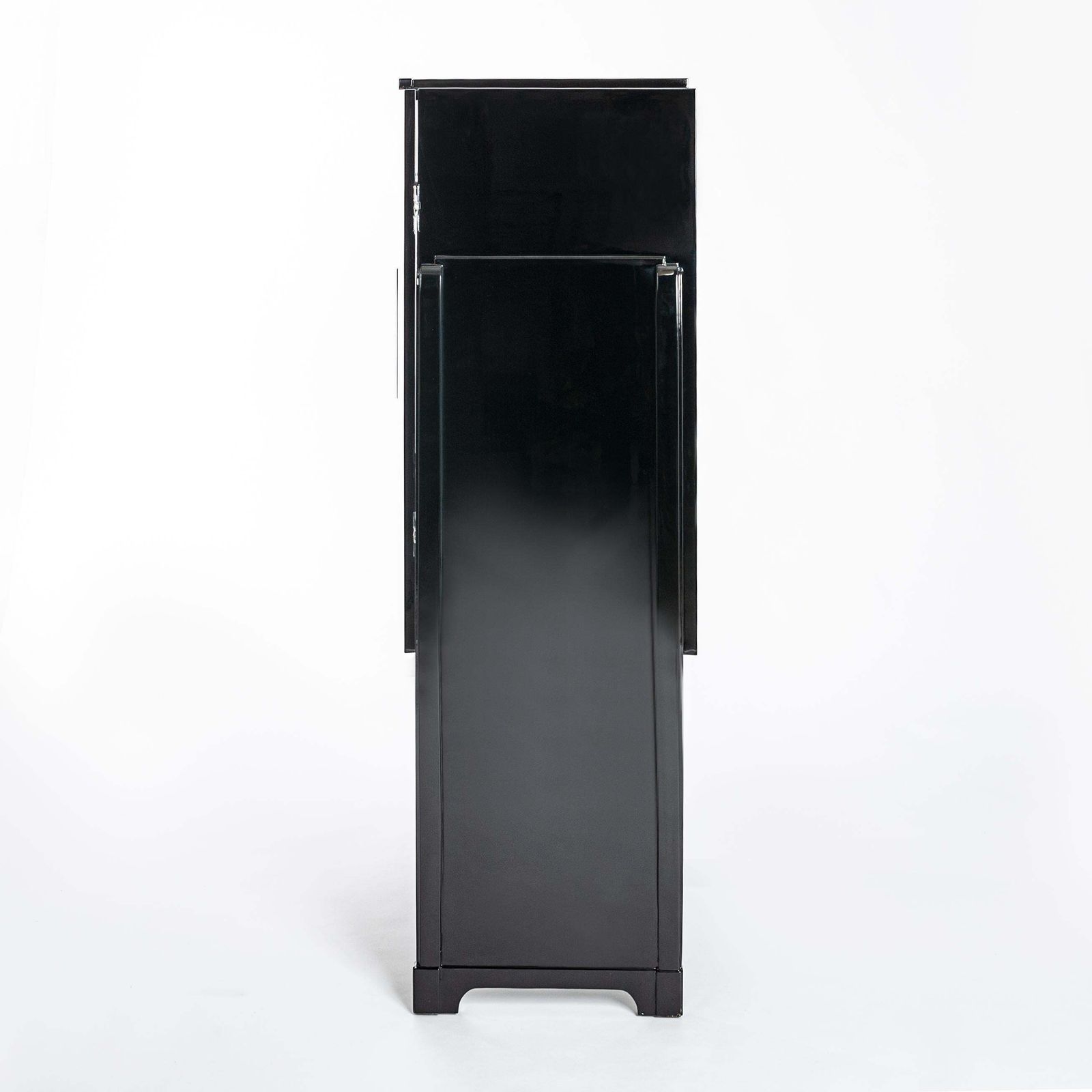 French Cubistic Art Deco Bar Cabinet Black High Gloss Finish From The 1930s photo Furniture
