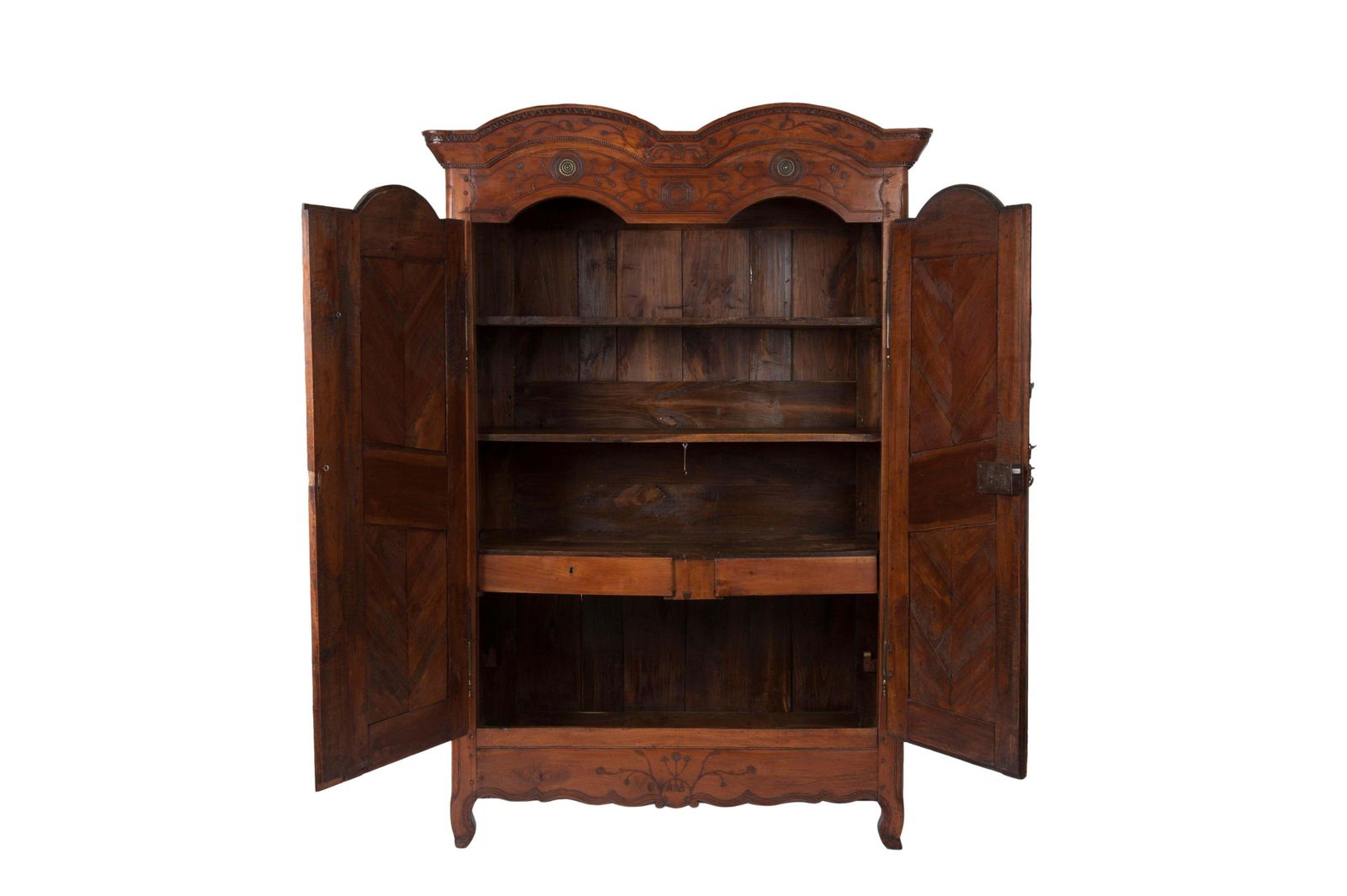 French 18th Century Transition Cherrywood Armoire Cupboard, Circa 1760 photo for sale