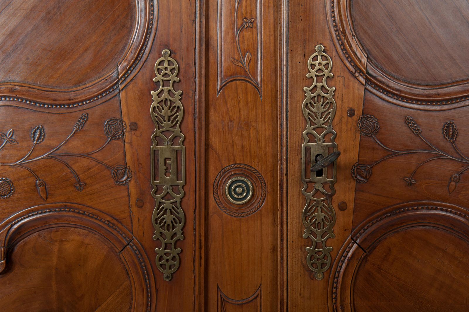French 18th Century Transition Cherrywood Armoire Cupboard, Circa 1760 photo vintage