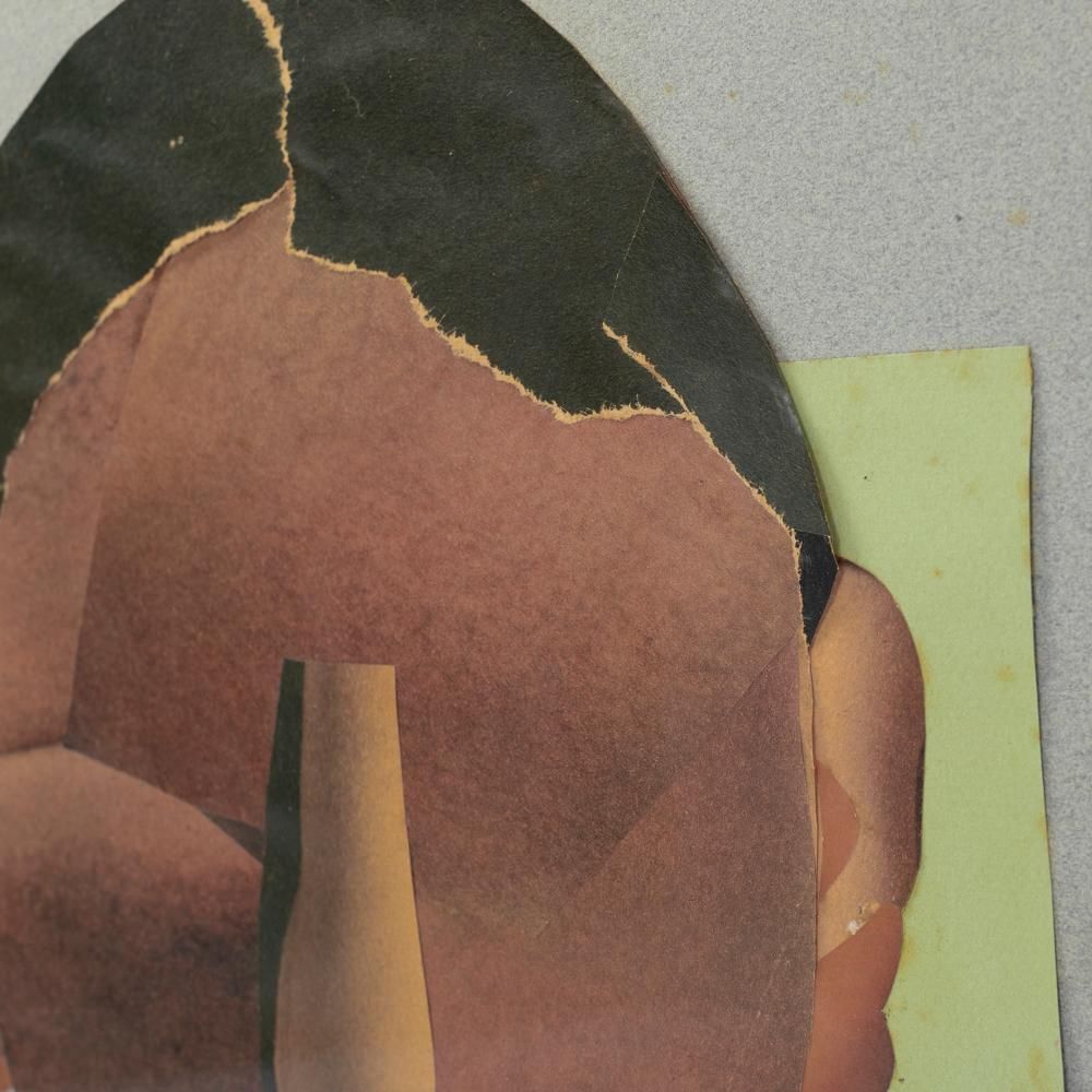 Abstract French Mid Century Cubistic Collage By Ida Colucci, Signed By Hand photo for sale