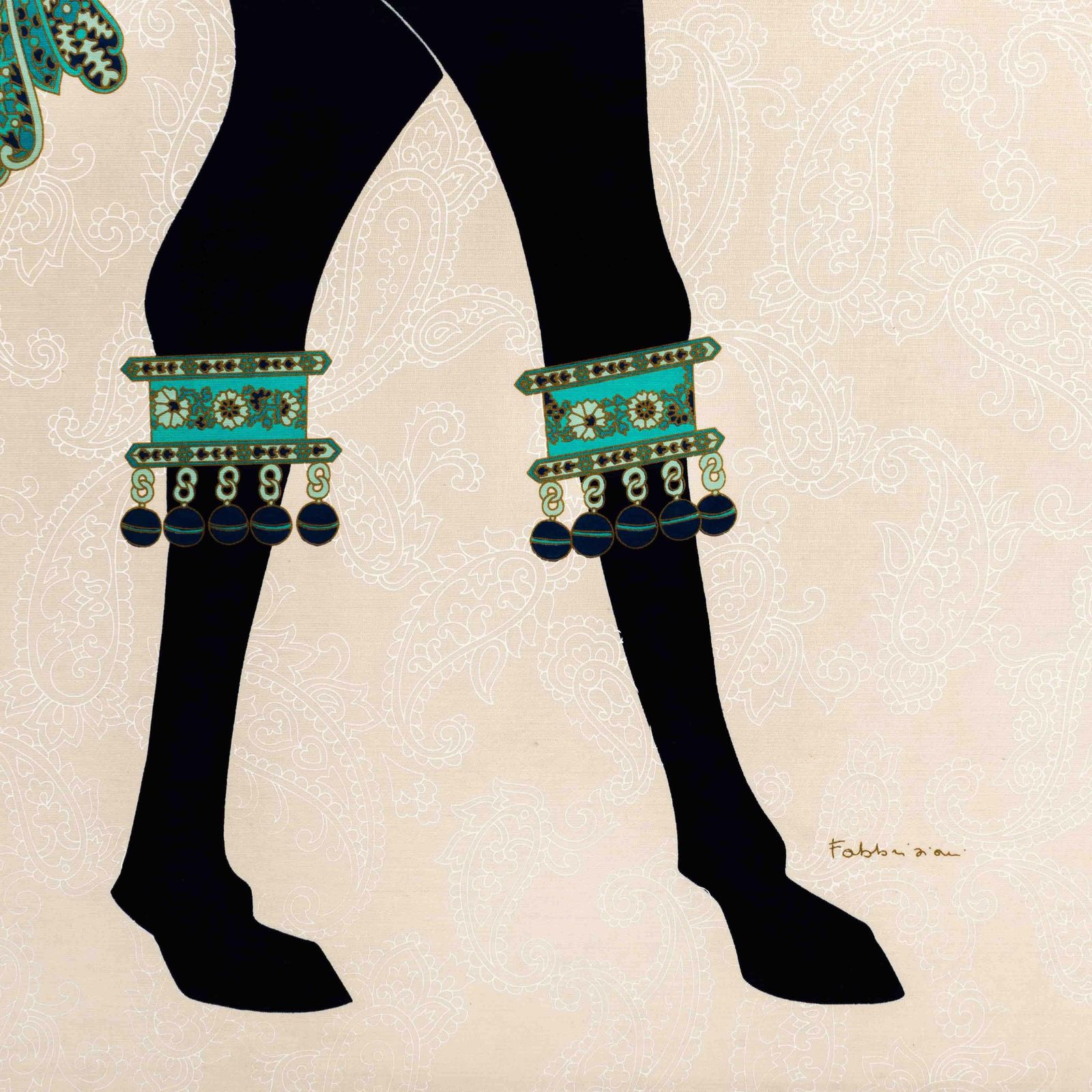 Painting Of A Stylized Oriental Camel By Fabbriziani And Calandra Italy 1970s photo for sale