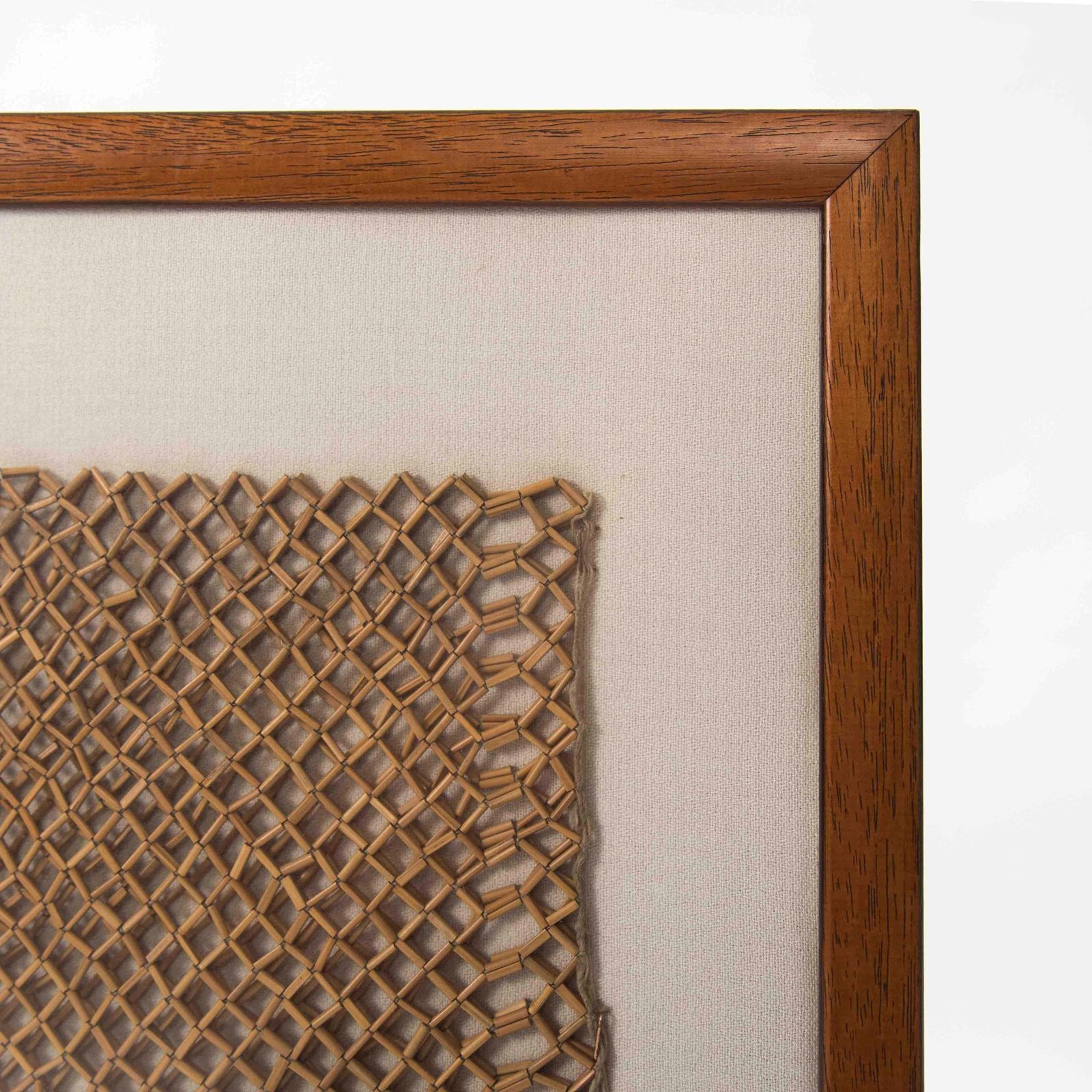 Asian Textile Picture Of A Knotted Bamboo Jacket On Linen, Myanmar 1900 1920 photo for sale