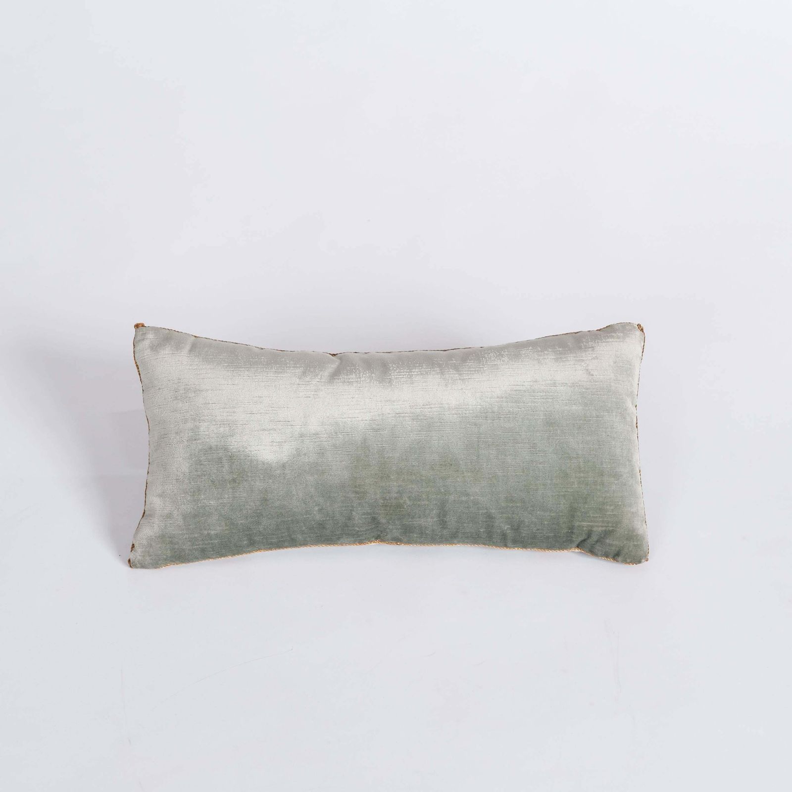 photo furniture Pair Of Pastel Green Colored Velvet Pillows With Antique Metallic Embroidery