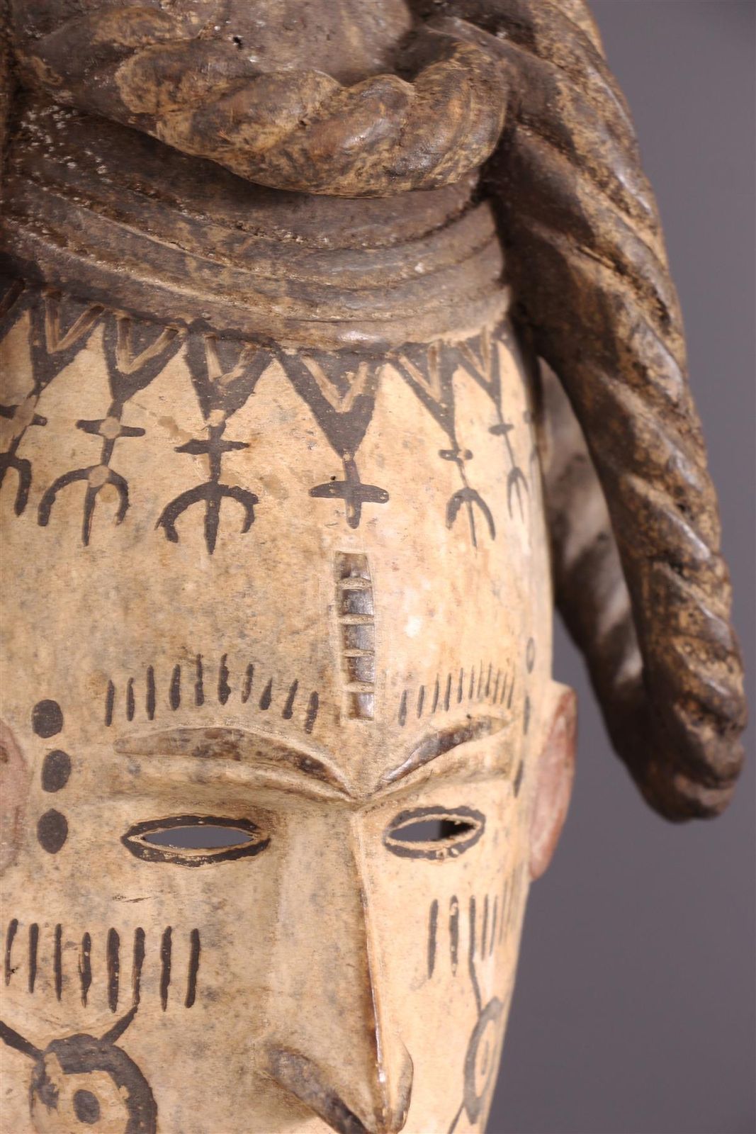 African Wooden Female Igbo Agbogo Tribal Mask Brown Red Beige Nigeria 1970s photo buy