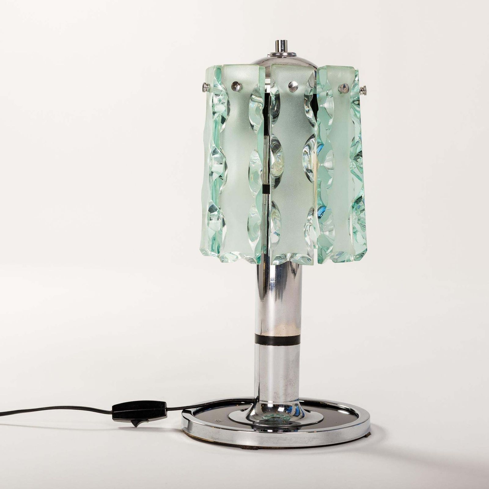 Italian Mid Century Fontana Arte Table Lamp Zero Quattro With Green Glass Blades photo furniture