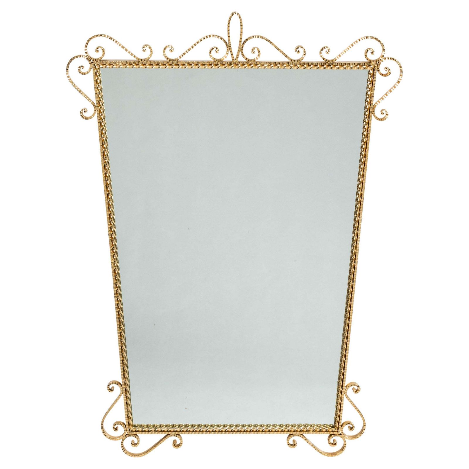 Italian Stylized Conical Midcentury Mirror Iron Gilded By Luigi Colli 1950s