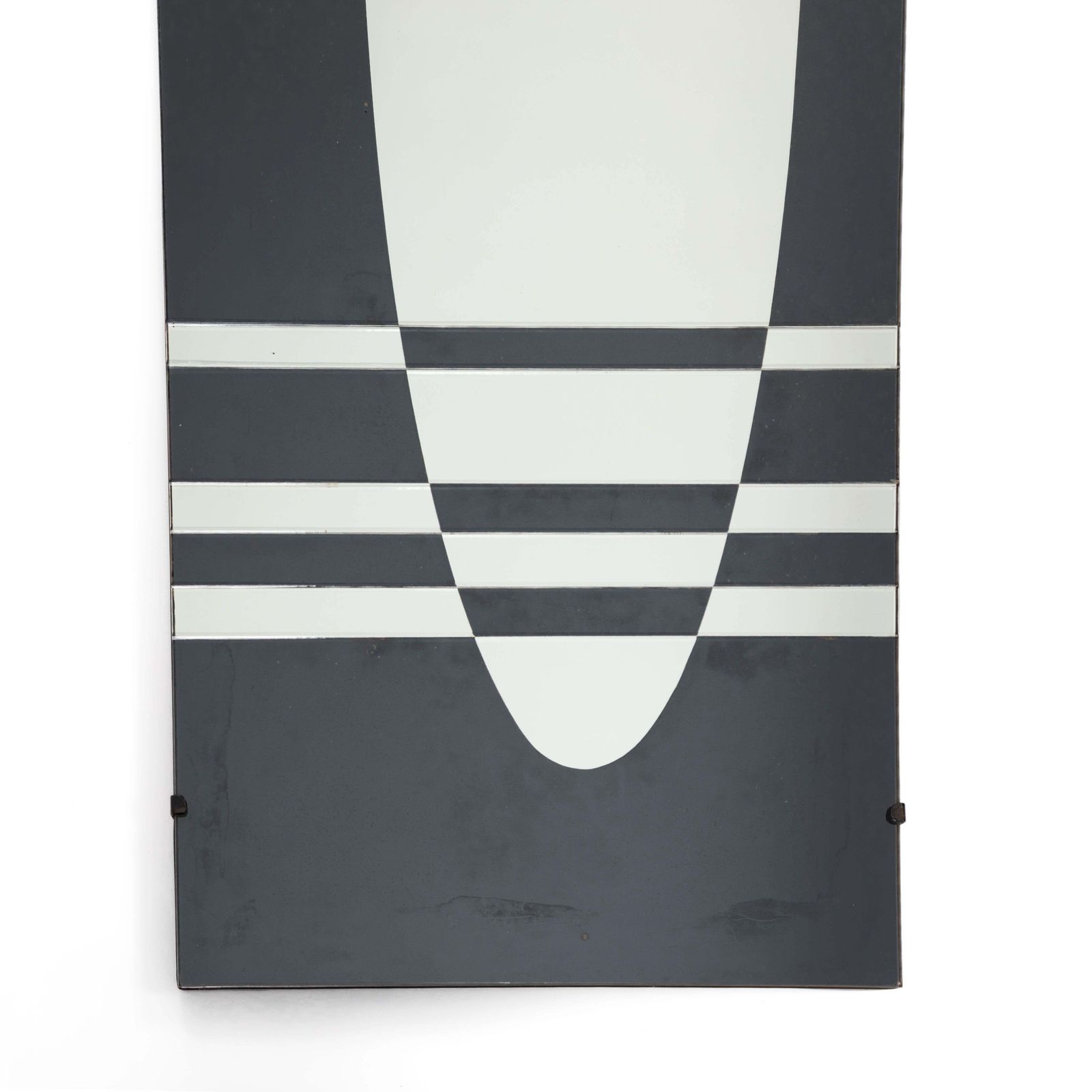 French Mid Century Graphic Mirror In Anthracite Silver By Jacques Hitier, 1960s photo 3783.0