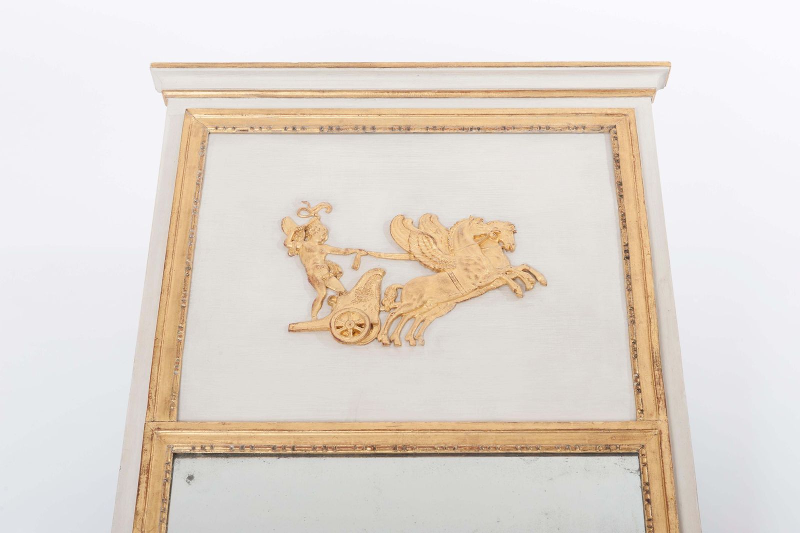 French 18th Century Classicistical Directoire Trumeau/Mirror In White/Gold Paint photo Home Decor