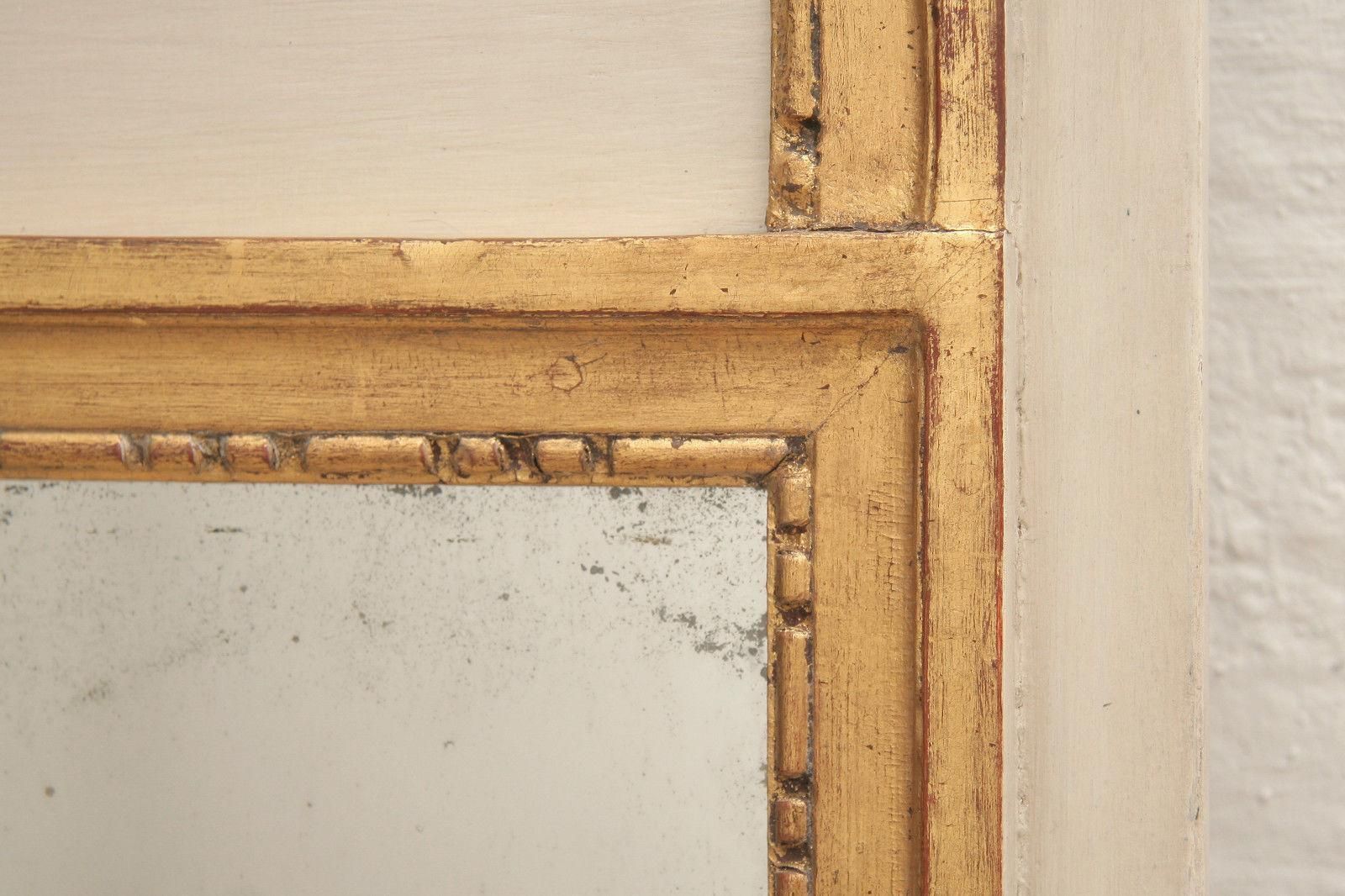 French 18th Century Classicistical Directoire Trumeau/Mirror In White/Gold Paint photo vintage