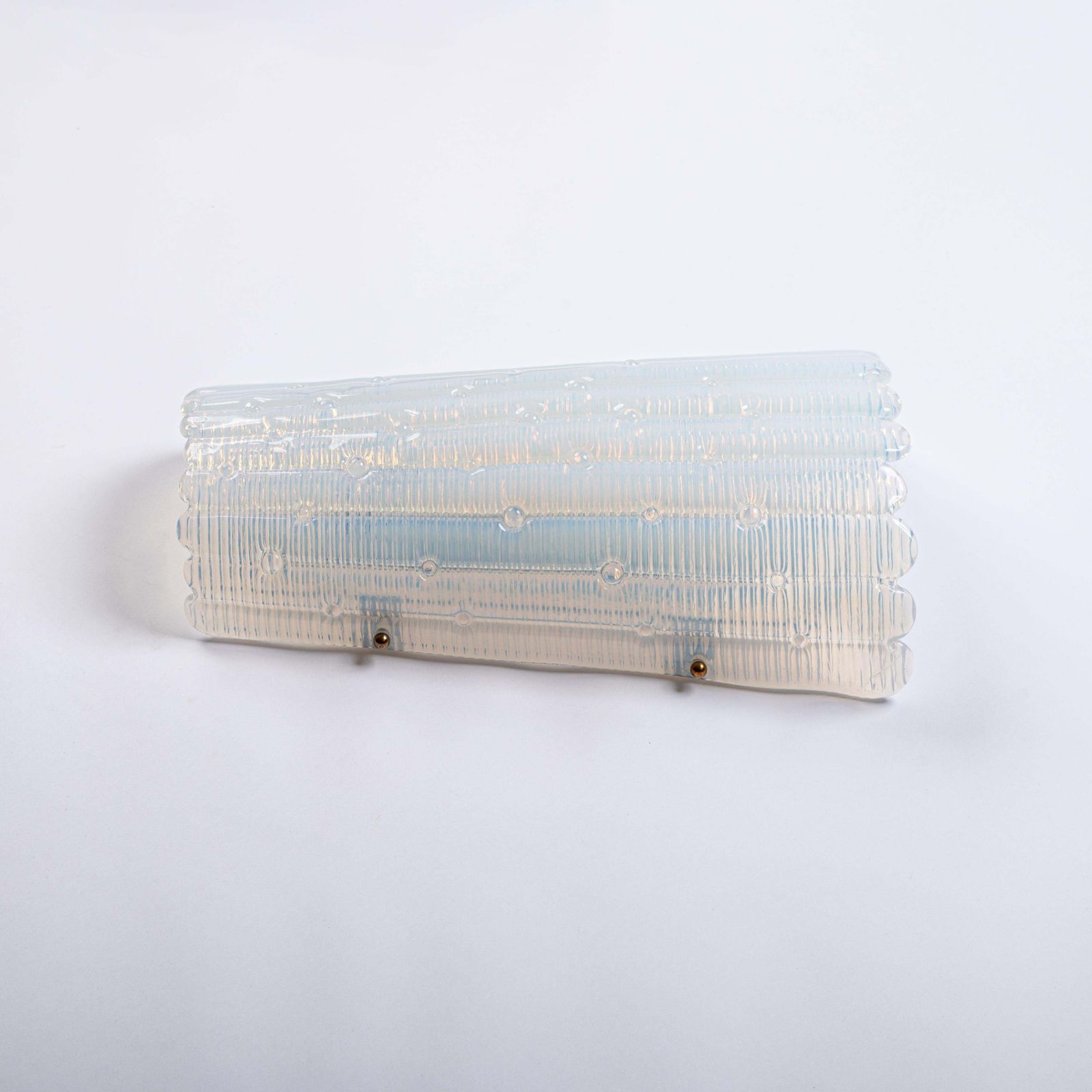 Pair Of Modern, Italian Wall Lights In Opalescent Light Blue Murano Glass, 1980s photo vinterior