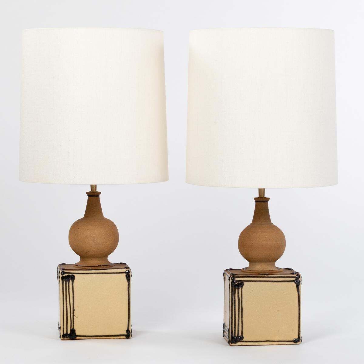 Pair Of Scandinavian Mid Century Ceramic Table Lamps By Heerwegen Denmark 1971 photo 4814.0