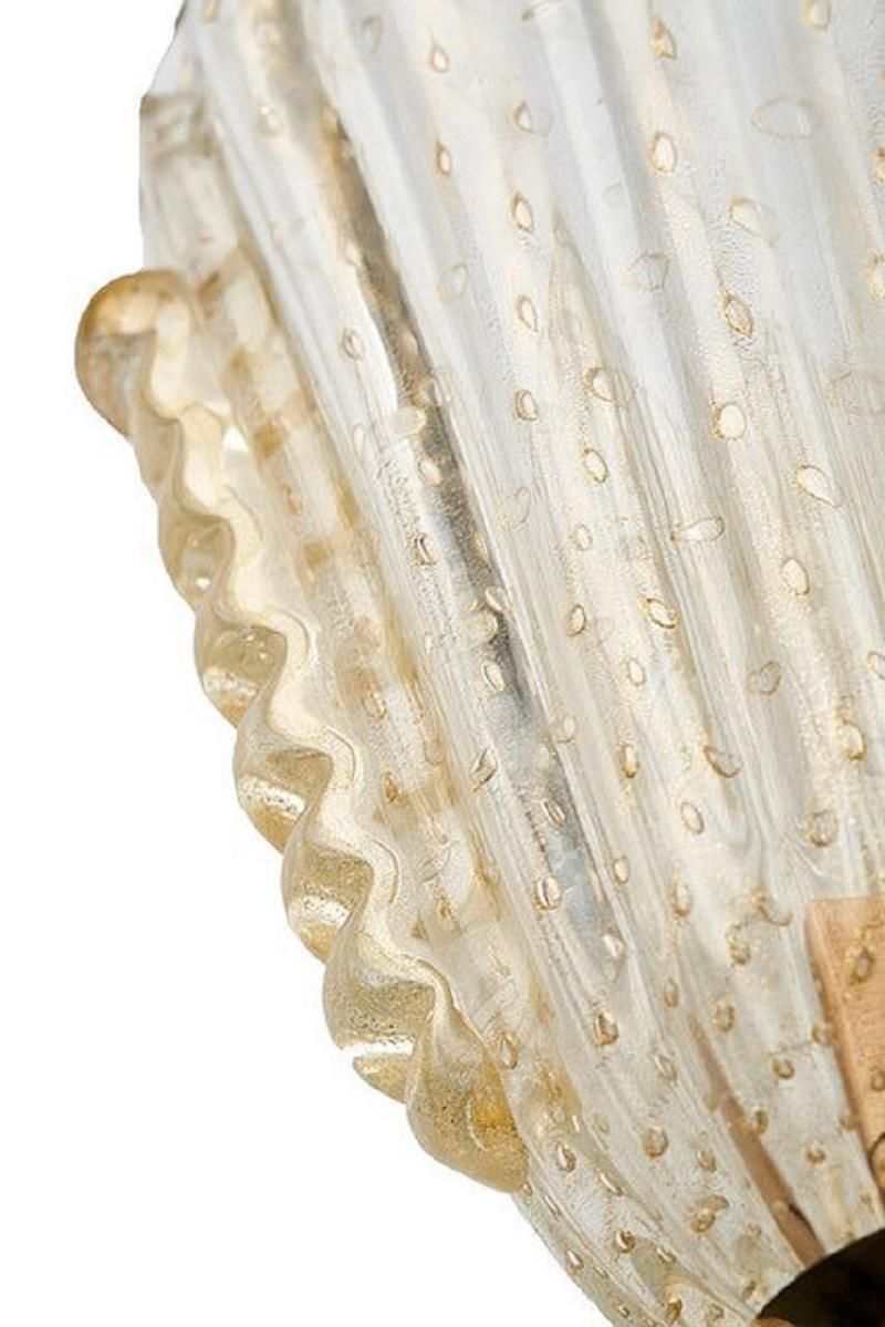 Pair Of Modern Gold Colored Murano Glass Wall Lamps On Brass Base, Italy 1980s photo Lighting