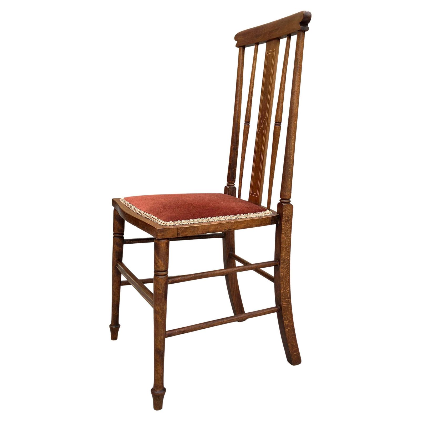 English Antique Inlaid Mahogany Arts & Crafts Side Chair Bedroom Chair
