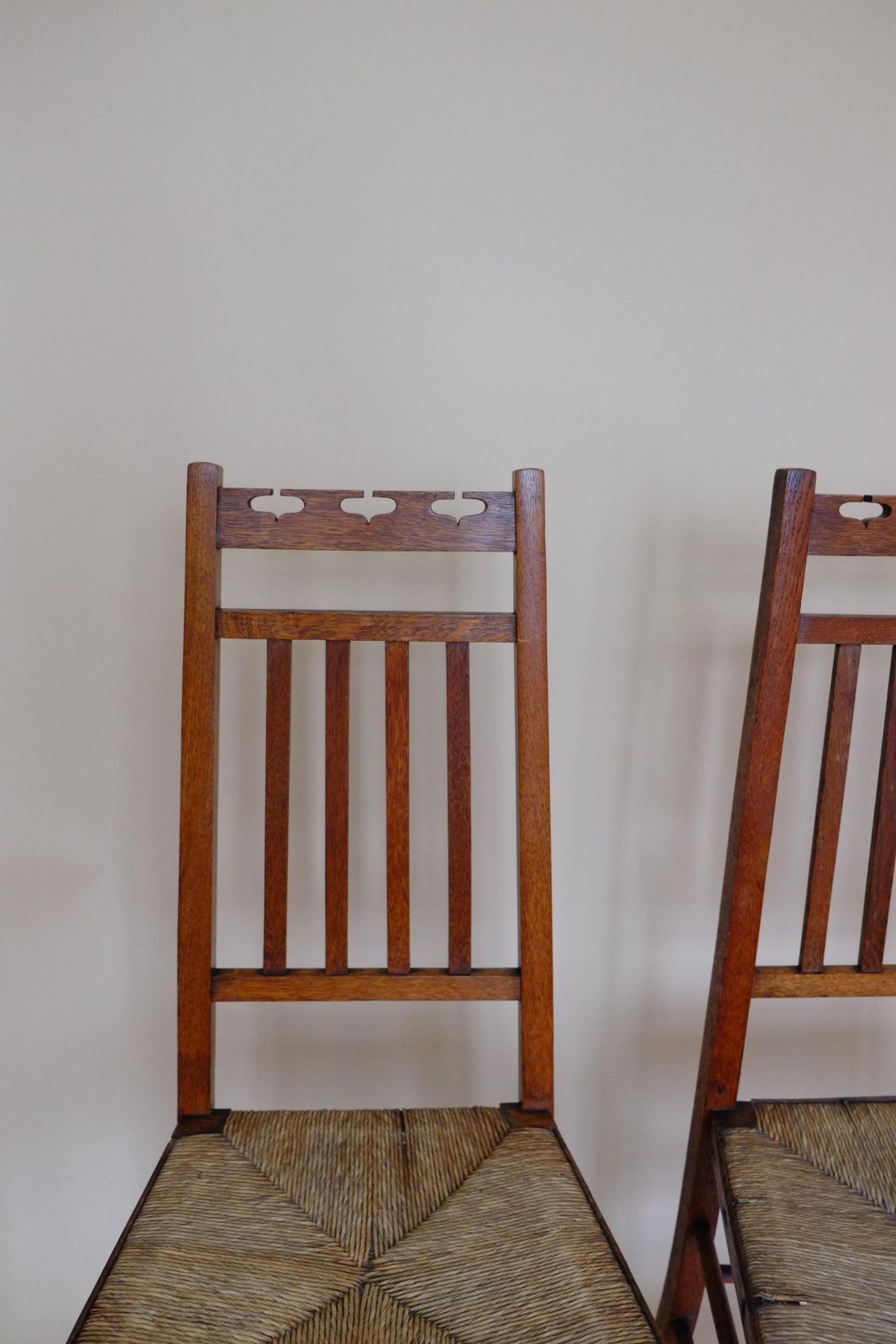 Pair Of Glagow School Arts & Crafts Oak Bedroom Side Chairs By E A Taylor photo for sale