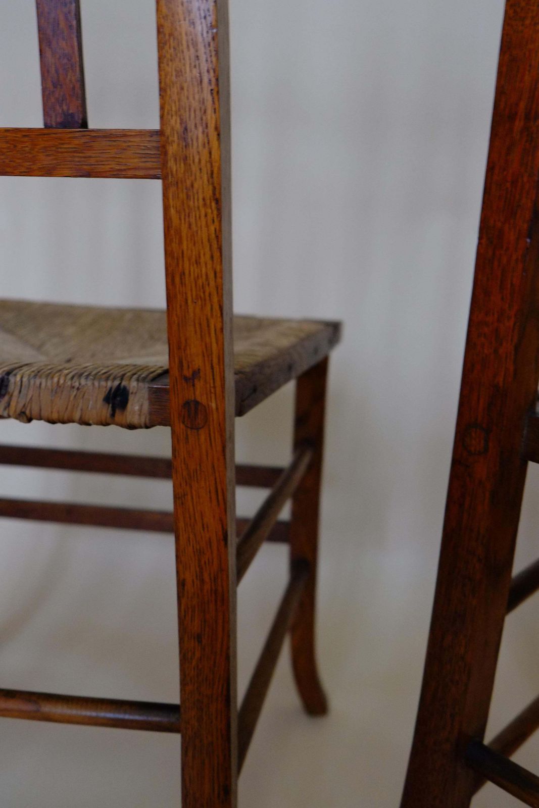 photo buy Pair Of Glagow School Arts & Crafts Oak Bedroom Side Chairs By E A Taylor