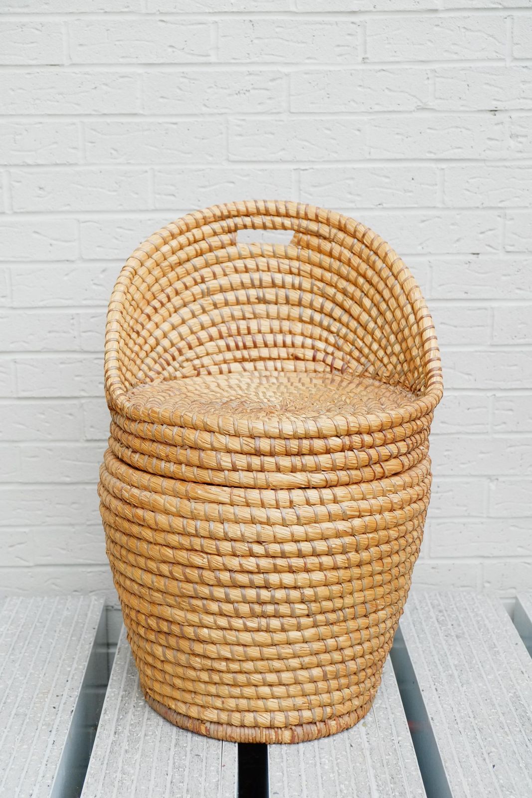 Bohemian Rattan Bedroom Chair   Reeded Hand Woven Straw Basket Chair photo buy