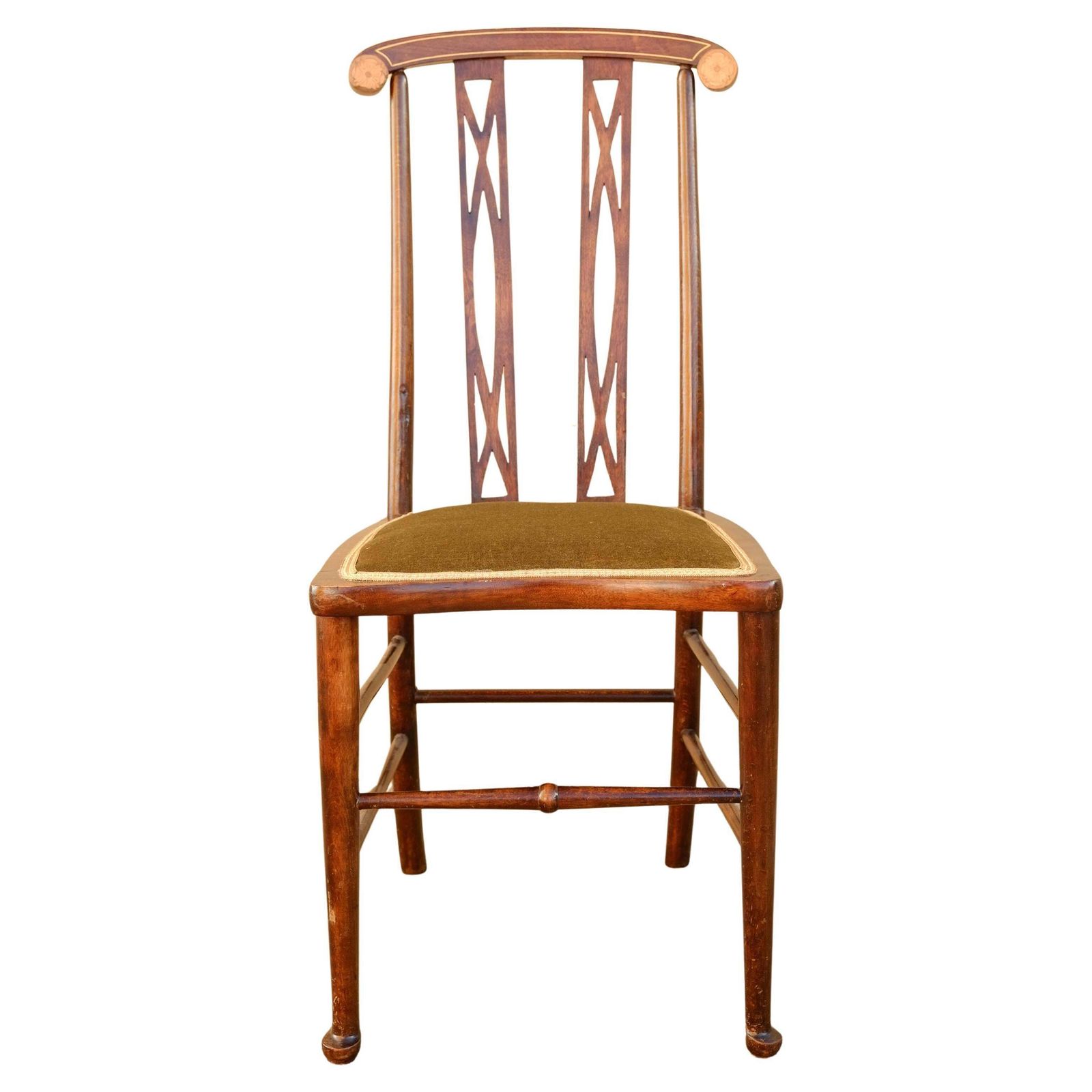 Exceptional English Inlaid Mahogany Arts & Crafts Side Chair Bedroom Chair