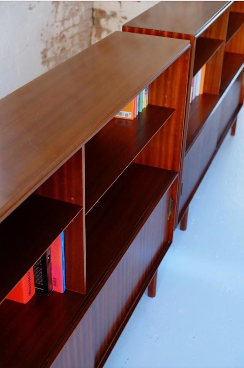 Mid Century Modern Sliding Glass Door Bookcase Cabinet Robert Heritage photo for sale