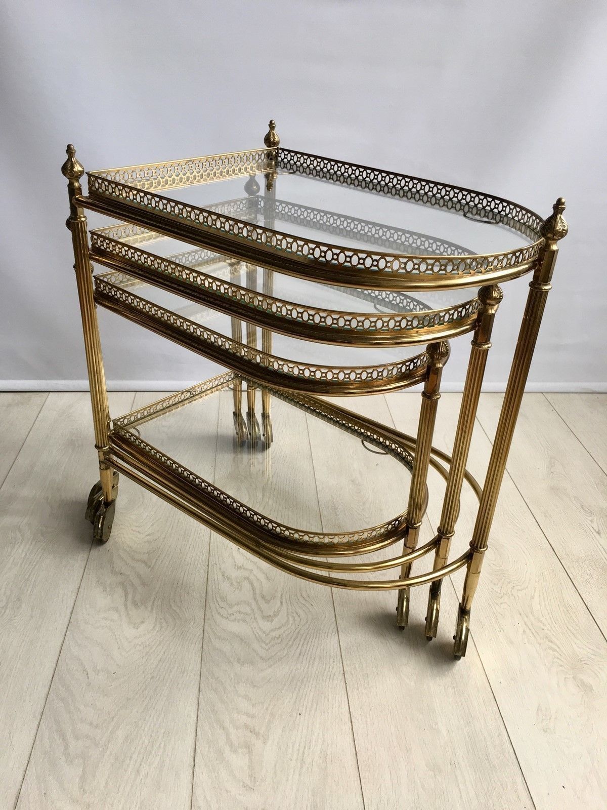 Beautiful Nest Of Vintage Brass Tables/Trolleys