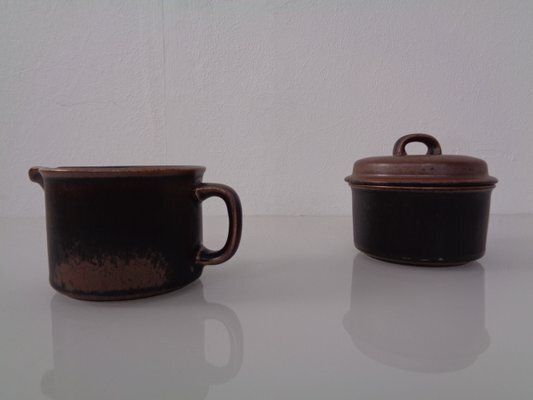Finnish Ruska Milk Jug And Sugar Pot By Ulla Procope For Arabia, 1960s, Set Of 2 photo for sale