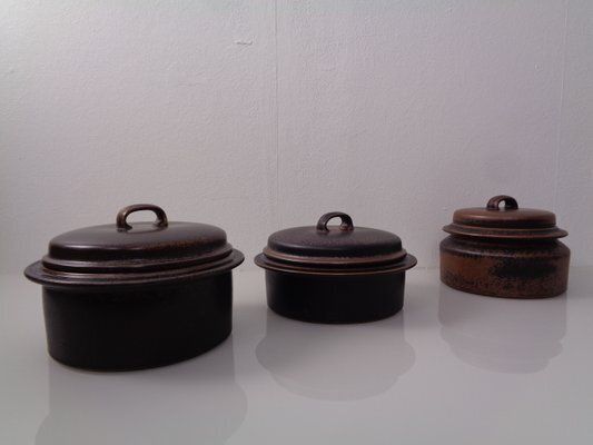 Finnish Ruska Soup Bowls With Lids By Ulla Procope For Arabia, Set Of 3, 1960s , Set Of 3 photo furniture
