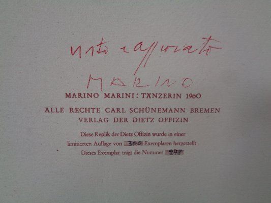 photo furniture After Marino Marini, Dancer, 1960s, Artwork On Wood
