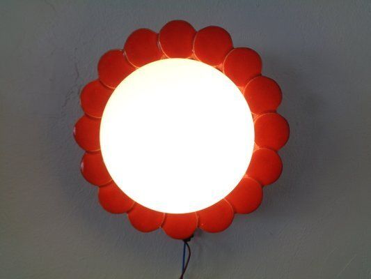 photo furniture Pop Art Studio Ceramic & Glass Flower Wall Lamps, Germany, 1960s, Set Of 2