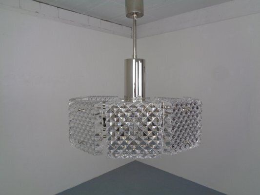 Swedish Glass Chandelier From Orrefors, 1960s