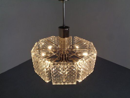 Swedish Glass Chandelier From Orrefors, 1960s photo Lighting