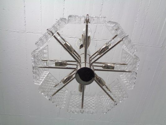 Lighting Swedish Glass Chandelier From Orrefors, 1960s photo