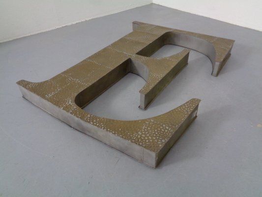 Large Industrial Letter E In Aluminum, 1960s photo vintage