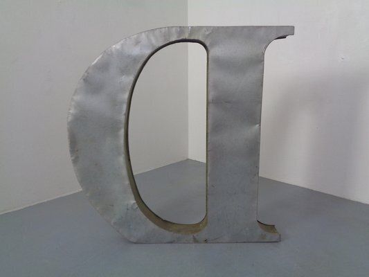 Large Industrial Letter D In Aluminum, 1960s photo vinterior