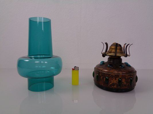 Dutch Copper And Glass Oil Lamp By Nanny Still For Raak, 1960s photo Lighting
