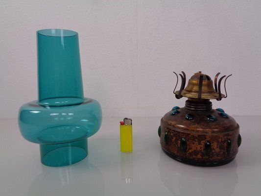 Dutch Copper And Glass Oil Lamp By Nanny Still For Raak, 1960s photo 410.0