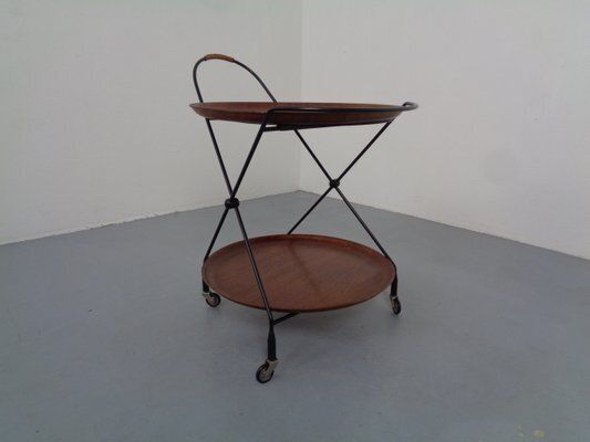 Mid Century Teak And Metal Serving Bar Cart By Paul Nagel For Jie Gantofta, Sweden, 1960s photo for sale