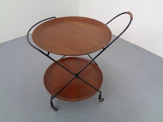 Mid Century Teak And Metal Serving Bar Cart By Paul Nagel For Jie Gantofta, Sweden, 1960s photo buy