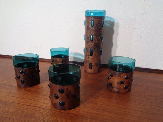 Copper And Glass Set By Nanny Still For Raak Amsterdam, 1970s, Set Of 5 photo vinterior