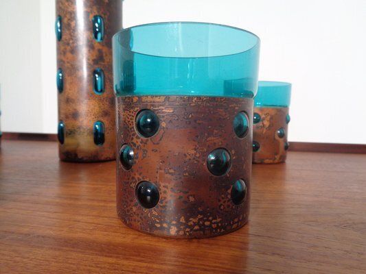 820.0 Copper And Glass Set By Nanny Still For Raak Amsterdam, 1970s, Set Of 5 photo