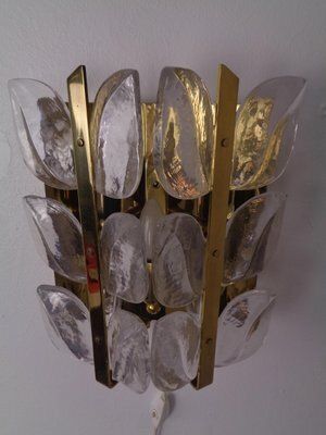 Austrian Florida Glass And Brass Sconce By J.T. Kalmar For Kalmar Franken Kg, 1960s photo for sale