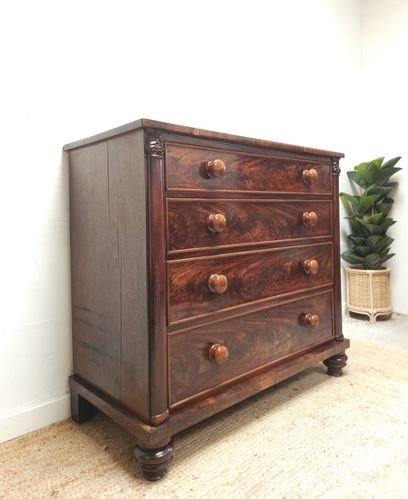 Victorian Chest Of Drawers Walnut Vintage Large Antique Storage Rustic Delivery photo for sale