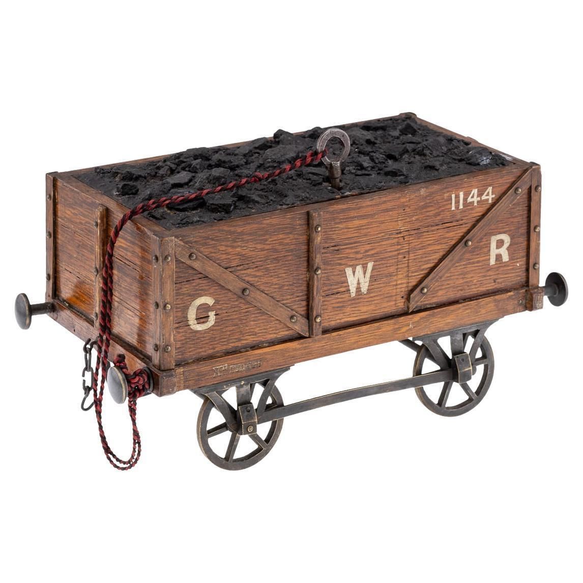 Antique 20th Century Edwardian Oak Gwr Railway Locomotive Tender Box C.1900