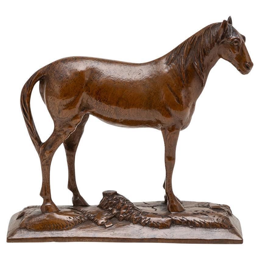 Antique 20th Century Victorian English Carved Walnut Horse C.1900