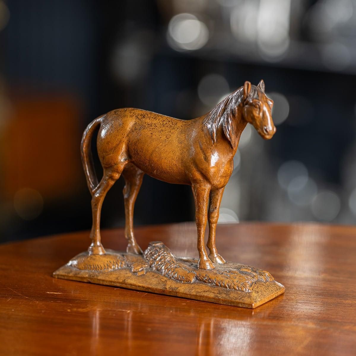 Antique 20th Century Victorian English Carved Walnut Horse C.1900 photo furniture