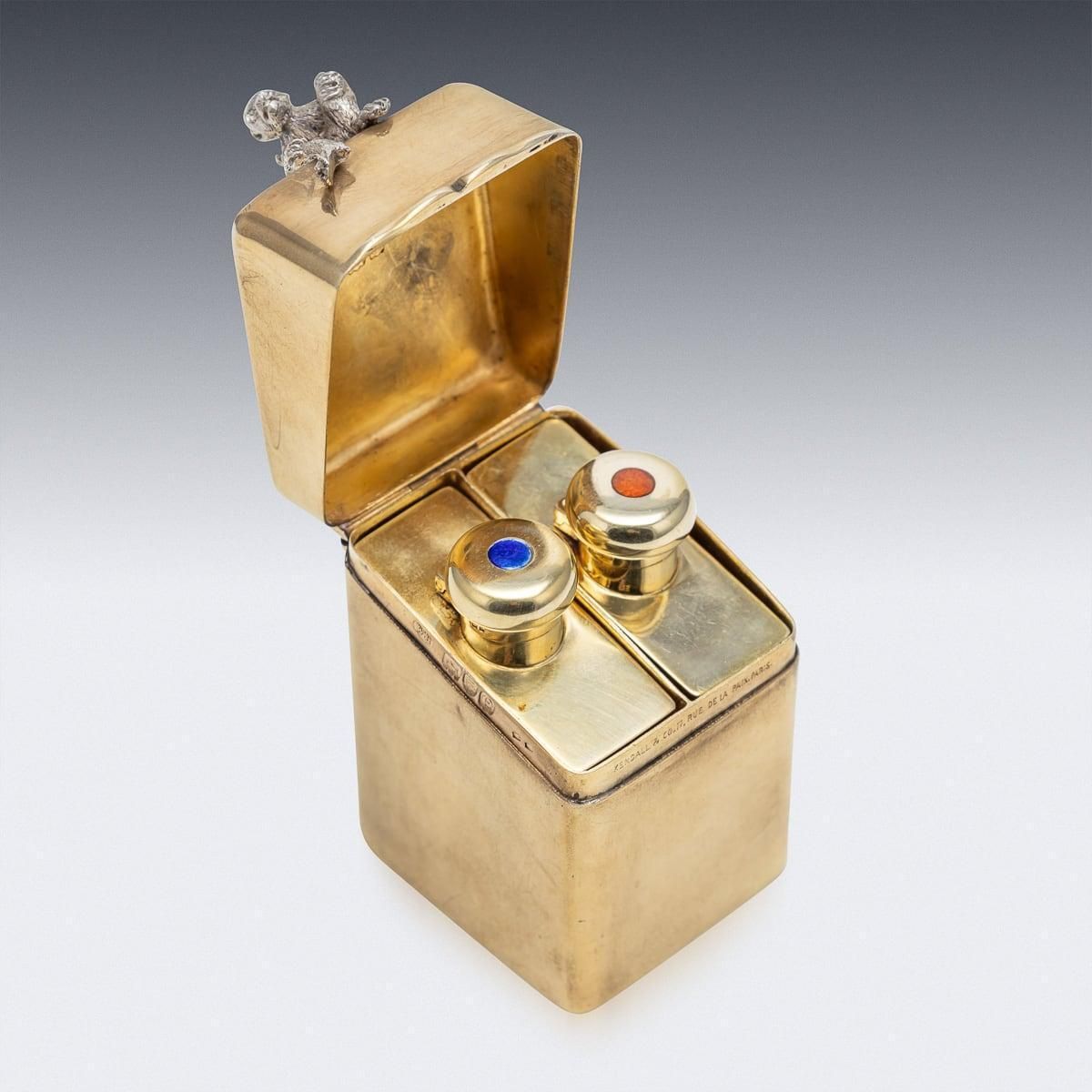 20th Century English 22k Gold Plated Silver Perfume Bottle Box, William Hornby photo vintage